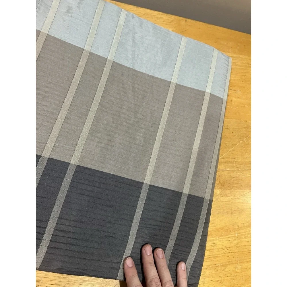Croscill Textured Fabric Shower‎ Curtain Fairfax Slate Charcoal Plaid Striped